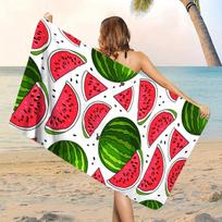 Summer Watermelon Print Beach Towel, Soft Microfiber Bath Towel, Lightweight Quick Dry Travel Accessories For Swimming & Camping 27x55inch 70x140cm&1pc