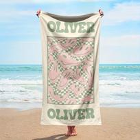 Personalized Striped Beach Towel Custom Name/Logo Microfiber Towel Thin Quick Dry Absorbent For Beach Swimming Yoga Bath Sports 50x100 CM