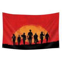 1Pc Red Dead Redemption 2 Tapestry, Rdr2 Cowboy Silhouette Wall Hanging, Cool Room Stuff, Large Size, Polyester 2D Print, Bedroo 40X60cm