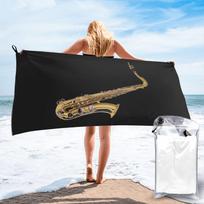 Saxophonist Saxophone Pattern Black Beach Towel Soft Microfiber Quick Dry Absorbent Quick Towels For Mountain Climbing 70x140 cm