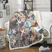 Decorative Botanical Dragonfly Butterfly Print Throw Blanket For Boho Cottagecore Sofa Home Decor Fall Spring Gift 70x100cm28x39in