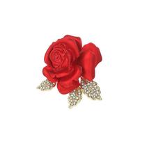 Alloy Temperament Red Rose Brooch High-end Temperament Red Rose Flower Brooch Fashionable Elegant High-end Suit Pins Female Lady raudona