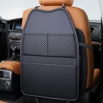Automobilinės kėdutės apsauga nuo spyrių Oda Automobilio galinės sėdynės kabantis apsauginis uždangalas su daiktų organizatoriumi Ipad kišenė Vaikų aksesuarams gray