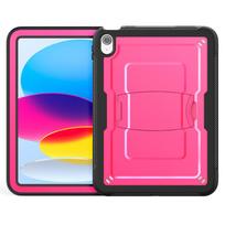Shockproof Stand Tablet Cases for IPad 11 11th 2025 IPad 10 10th 2022 Case Compatible A3355/A3354/A2696/A2777 TPU+PC Shell Cover for iPad 2022 10th ryškiai rožinė