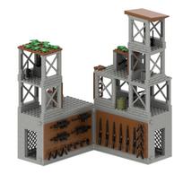 Boy Bricks Toys Military base scene watchtowers ww2 Army weapons Equipment walls turrets Building Blocks Set