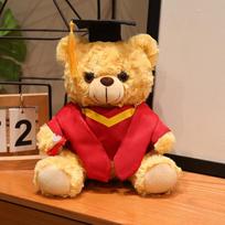25cm Dr. Teddy Bear Plush Toy Stuffed Bear Doll Wear Graduation Uniform And Doctoral Cap Student Draduation Gift Home Decor 25cm raudona
