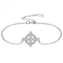 925 Thai Silver Witch Knot Zirconia Bracelet for Women Witchcraft Good Luck Amulet CZ Chain Bracelet Wicca Protection Jewelry