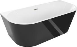 Mexen Oval laisvai pastatoma prie sienos vonia, 160 x 80 cm, balta/juoda, šepečio nikelis - 52671608075-97