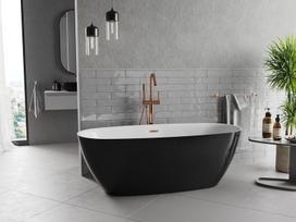 Mexen Luvo Slim laisvai stovinti vonia 170 x 75 cm, balta/juoda, varinis šepetys - 52801707575-65, 170 x 75 cm