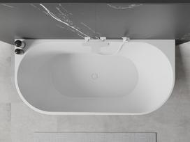 Mexen Oval laisvai stovinti prienamė vonia 150 x 75 cm, balta/juoda, balta perpylimo anga - 52671507575-20, 150 x 75 cm