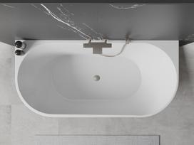 Mexen Oval laisvai pastatoma prie sienos vonia 140 x 75 cm, balta/juoda, matinis nikelio perpylimas - 52671407575-97, 140 x 75 cm