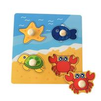 Kids Montessori 3D Wooden Puzzle Hands Grab Child Puzzle Educational Learning Toys Baby Games Puzzles For Kids 1 2 3 Years Old