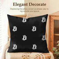 Bitcoin Cryptocurrency Btc Cushion Cover Natural Linen Organic Fabric Double-Sided Printing Sofa Home Decor Gift Pillow Case Peach skin 18*18(CM)-1Pcs