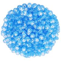 Aukštos kokybės spalvoto fono baltos raidės palaidi karoliukai pakabukas karoliai apyrankė permatoma raidė papuošalams gaminti 50vnt / part 7mm DIY amatai 7mm 50Pcs dangaus mėlyna spalva