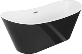 Mexen Montana laisvai pastatoma vonia 180 x 90 cm, balta/juoda, šlifuotas nikelis - 52011809075-97, 180 x 90 cm