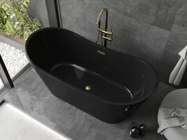 Mexen Montana laisvai stovinti vonia 170 x 80 cm, juoda, auksinė matinė perpylimo anga - 52011708070-55, 170 x 80 cm