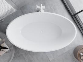 Mexen Nike laisvai stovinti vonia 175 x 100 cm, balta/juoda, balta perpildymo anga - 54071751075-20, 175 x 100 cm
