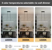 Modernus LED pakabinamas šviestuvas su reguliuojamu ryškumu ir nuotolinio valdymo pulteliu 95x13 cm juodas — apšvietimas virš stalo, valgomojo šviestuvas, svetainės led apšvietimas, reguliuojamas lubinis šviestuvas
