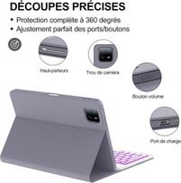 Dėklas su klaviatūra iPad 6/6 Pro apšviečiamas belaidis violetinis — planšečių priedai, bluetooth klaviatūra, apsauginis dėklas, odinis dėklas, apple priedai, dėklas su stovu, biuro reikmenys