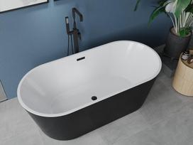 Mexen Luna laisvai pastatoma vonia 140 x 75 cm, balta/juoda, juodas persipylimas - 52031407575-70