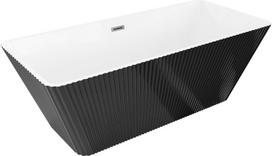 Mexen Tava rifliuota laisvai stovinti vonia 170 x 75 cm, balta/juoda, perpildymo angos pilka šepečio danga - 52851707575-66, 170 x 75 cm