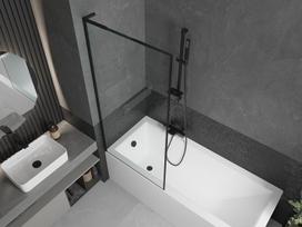 Mexen Next L vonios ekranas 1-duris 80 x 150 cm, juodas rėmas, juoda - 895-080-000-03-70-70