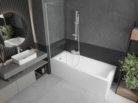 Mexen Next L voniai skirtas 1-duris barjeras 60 x 150 cm, permatomas, baltas - 895-060-000-03-00-20