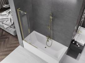 Mexen Velar L vonios stalas, 2 dalių, stumdomas, 80 x 150 cm, skaidrus, šlifuotas auksinis - 896-080-003-01-55