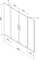 Mexen Velar Duo vonios ekrano dvigubai slankus 160 x 150 cm, matinio stiklo, baltas - 896-160-000-32-20