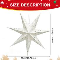 Pakabinamos dekoratyvinės popierinės kalėdinės žvaigždės, 2 vnt. rinkinys, balta, 45 cm — kalėdiniai papuošimai, popieriniai šviestuvai, langų dekoracijos, žvaigždės gaubtas, vestuvių dekoracijos, šviečiančios dekoracijos