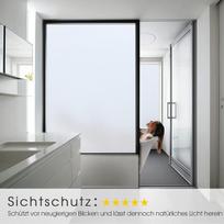 Matinė lipni langų plėvelė privatumui UV apsauga 90x200 cm balta — lipdukas ant stiklo, lango uždanga, matinė plėvelė, vonios uždanga, stiklo durų dekoras, neklijuojama plėvelė, apsauginė plėvelė