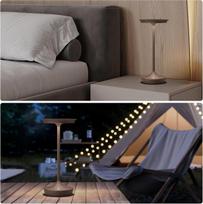 LED stalo lempa IP54 6000mAh belaidė pritemdoma elegantiška ruda — įkraunama lempa, lauko apšvietimas, liečiamas naktinis šviestuvas, terasinis šviestuvas, nešiojamas led šviestuvas, skaitymo lempa, kempingo apšvietimas