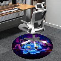 Kpop Merginos ir Mėlynojo Tigro Kėdės Kilimėlis Apvalus Kilimas - Biuro Kilimas, Skalbiamas Mašinoje, Neslystantis, Tinka Svetainėms, Miegamiesiems 80cm