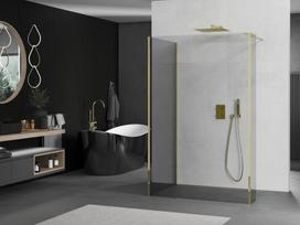 Mexen Kioto dušo sienelė Walk-in 140 x 85 x 30 cm, skaidri, auksinė - 800-140-085-221-50-00-030