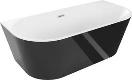 Mexen Oval laisvai stovinti prie sienos vonia 160 x 80 cm, balta/juoda, chromuota perpildymo anga - 52671608075-01, 160 x 80 cm
