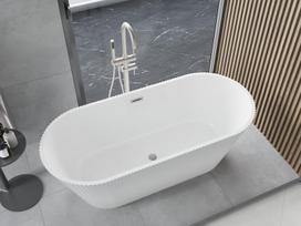 Mexen Yara laisvai pastatoma rifliuota vonia 170 x 75 cm, balta, šlifuoto nikelio perpylimas - 52861707500-97, 170 x 75 cm