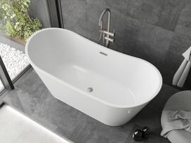 Mexen Montana laisvai pastatoma vonia 150 x 75 cm, balta, šlifuoto nikelio perpylimas - 52011507500-97, 150 x 75 cm