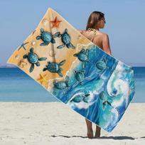 Dolphin Print Microfiber Beach Towel, Soft Absorbent Pool Towel, Sand-proof Swimming Towel, Beach Essentials, Travel Supplies W40*H60(CM)