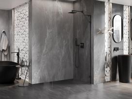 Mexen Lunar L dušo sienelė Walk-in dešinė 100 x 200 cm, skaidri 8 mm, juoda - 830L-100-000-70-00-P