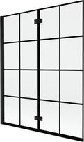 Mexen Mist vonios sienelė, 2-durų, kairinė, 140 x 150 cm, juodas tinklelis, juoda - 8A9-140-002-70-77-L