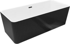 Mexen Nila laisvai stovinti rifliuota vonia 170 x 75 cm, balta/juoda, juoda perpylimo anga - 52841708075-70, 170 x 75 cm
