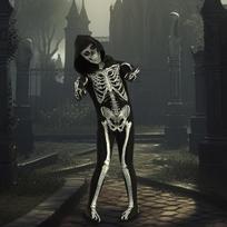 Vaikiškas kostiumas Skeletas Rinkinys Helovynui Juodas 130 cm — karnavalinis kostiumas, šventinis drabužis, kostiumas su kauke, kostiumas berniukui, vakarėlio kostiumas, helovino apranga, vaikiškas 3d kostiumas