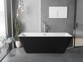 Mexen Tava laisvai stovinti rifliuota vonia 170 x 75 cm, balta/juoda, valytas nikelis perpylimo angoje - 52851707575-97, 170 x 75 cm