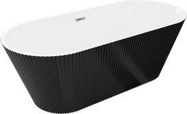 Mexen Yara laisvai pastatoma rifliuota vonia 170 x 75 cm, balta/juoda, perpildymu chromuota - 52861707575-01, 170 x 75 cm
