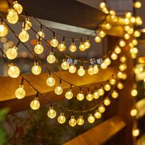 Lauko saulės šviestuvai 12M 100 LED šiltai balti pasakų žibintai su 8 režimais ir vandeniui atspari IP65 dekoratyvinė lempa, idealiai tinka namams, sodui, šventėms, Kalėdų eglutei