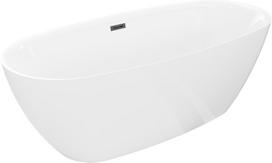 Mexen Luvo Slim laisvai stovinti vonia 170 x 75 cm, balta, juodas persipylimas - 52801707500-70, 170 x 75 cm