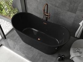 Mexen Montana laisvai pastatoma vonia 170 x 80 cm, juoda, perpildymo rožinis auksas - 52011708070-60, 170 x 80 cm