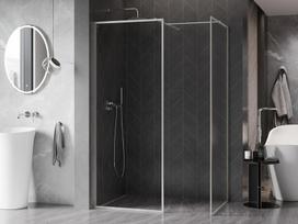 Mexen Kioto-F dušo sienelė Walk-in su rėmu 155 x 70 cm, skaidri 8 mm, šlifuotas nikelis - 800-155-202-04-97-070