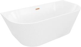 Mexen Oris Šalia sienos Pastatoma Vonia Su Grioveliais 150 x 75 cm, Balta, Šlifuotas Varinis Perpylimas - 52871507500-65, 150 x 75 cm