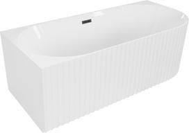 Mexen Gia laisvai pastatoma kampinė rifliuota vonia kairinė 170 x 80 cm, balta blizgi, juodas persipylimas - 52701708000L-70, 170 x 80 cm
